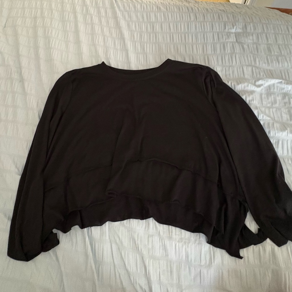 SHEIN Black Cropped Long-Sleeve Pullover